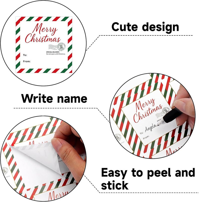 Alynta Christmas Gift Tags Stickers - 120Pcs Holiday Gift Tags Stickers 2.5 Inch Personalized Christmas to from Name Tag Labels for Xmas Presents Envelope Seals Cards - Image 3
